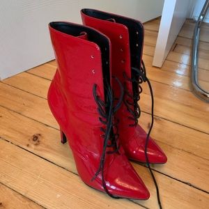 Danielle Guizio red lace up heel booties - US 7.5